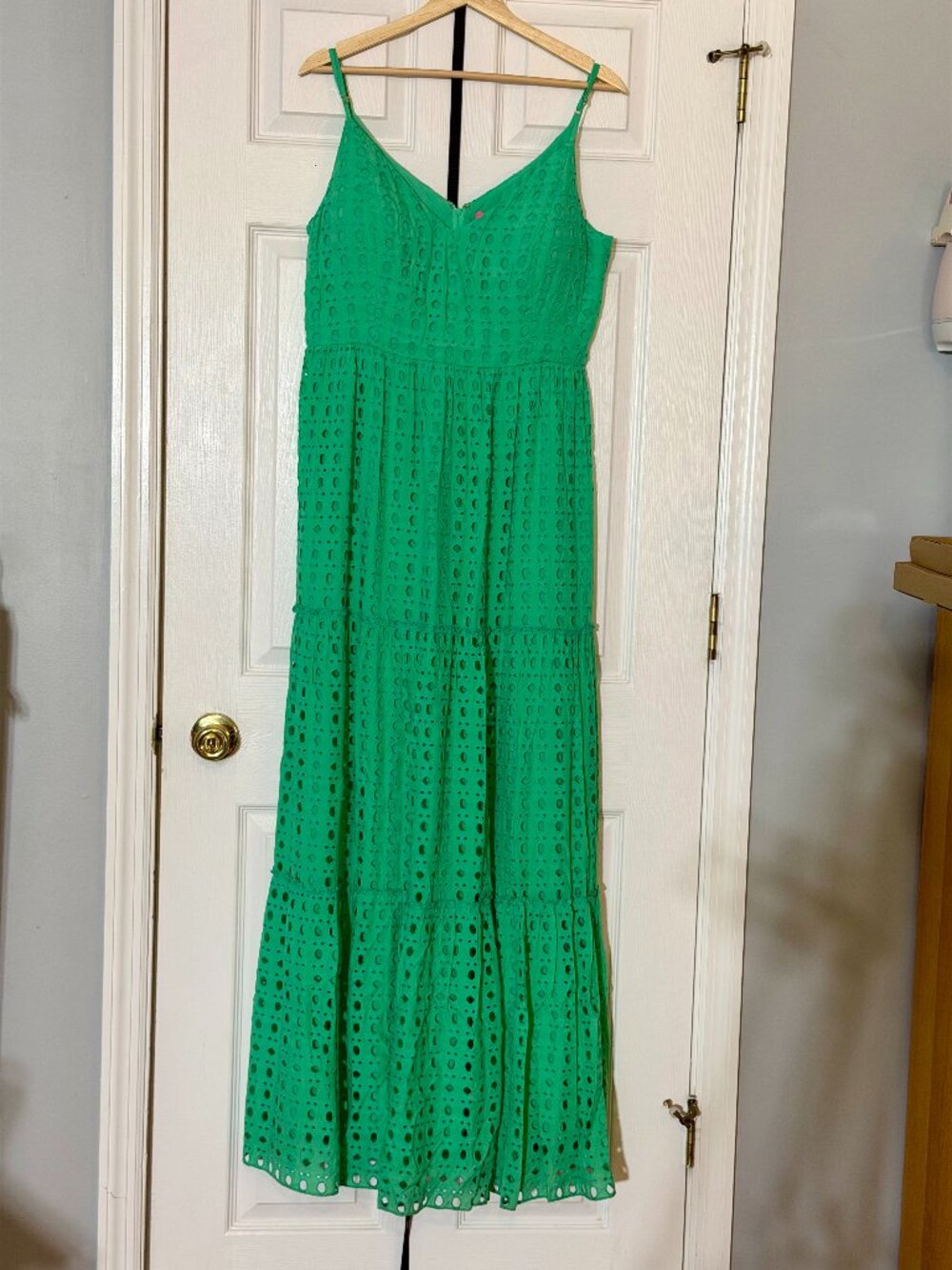 Lilly Pulitzer Melody Maxi Dress in Gustavia Green Stripey Rayon Eyelet